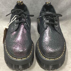 NWT Dr. Martens 1461 Quad Faux Fur Lined Metallic Platform Shoes Size 6